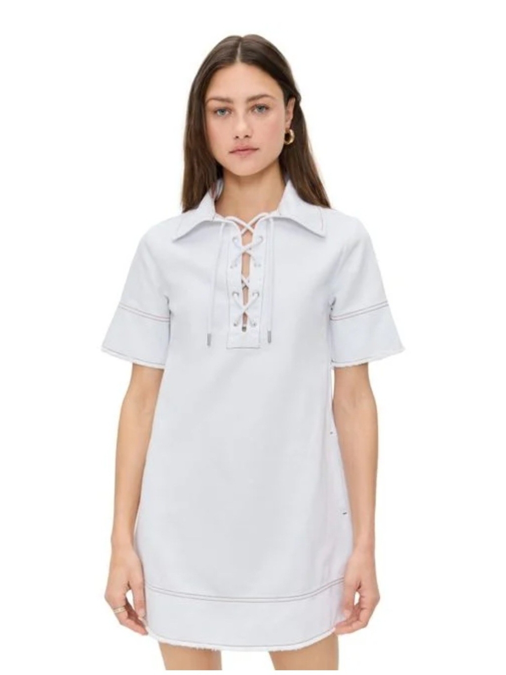Aligne White Lace-Up Short Sleeve Dress - Women